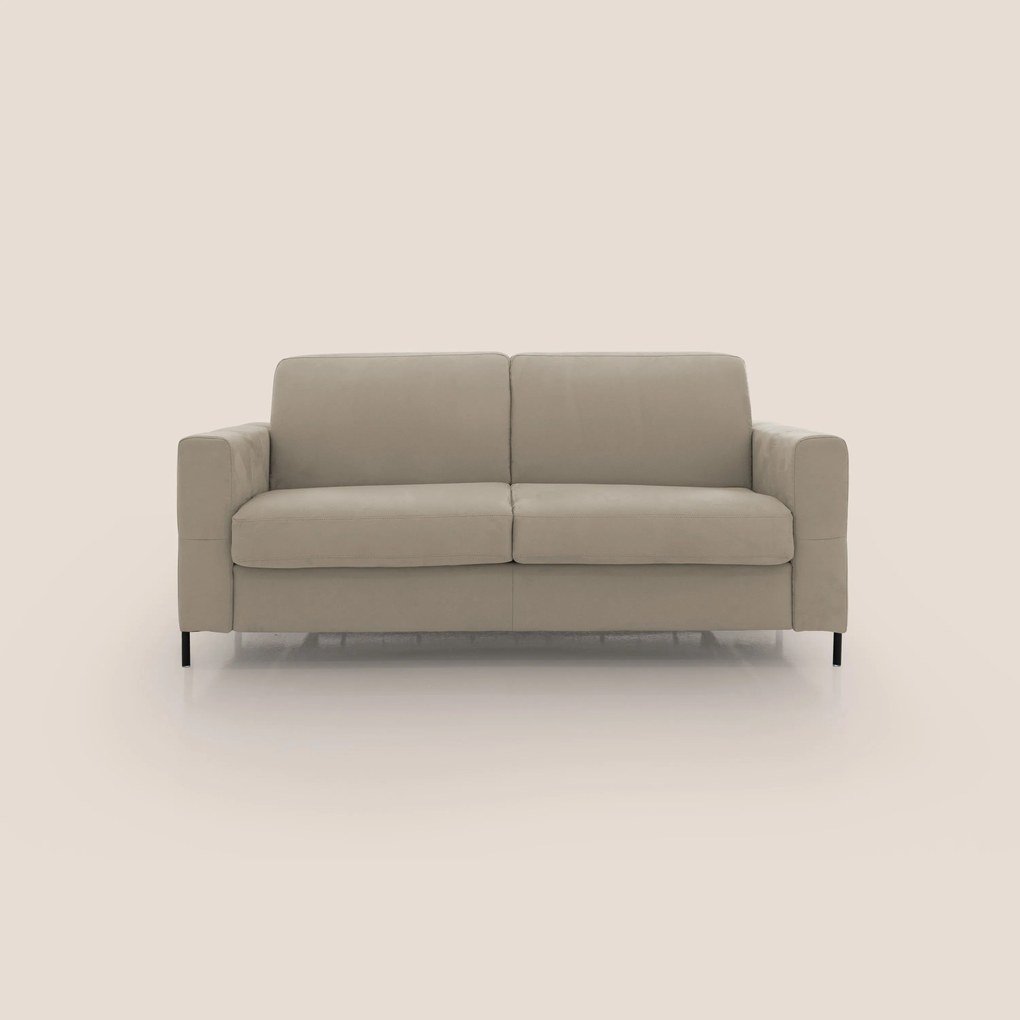 Ortensia divano letto materasso H18 cm con piedi alti in elegante microfibra smacchiabile T11