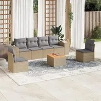 Set Divani da Giardino 7 pz con Cuscini Beige in Polyrattan 3257725