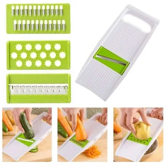 Trade Shop - Tritatutto Taglia Verdure Mandolino Multifunzionale 4 Accessori Taglio Q-kc12