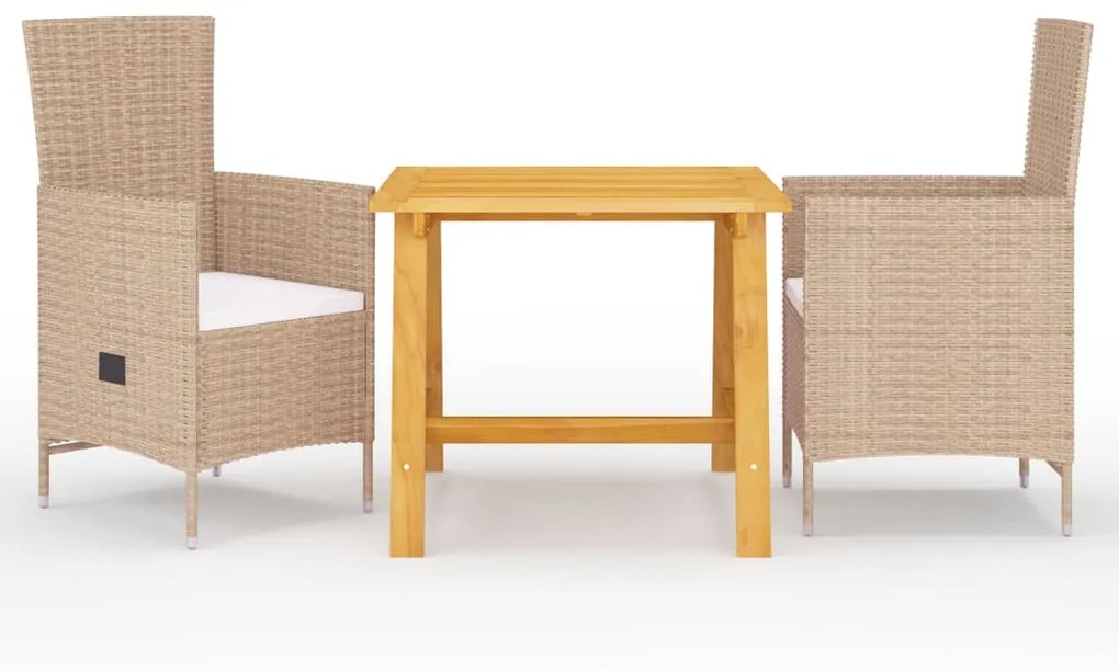 Set Mobili Da Pranzo Per Giardino 3 Pz Beige /