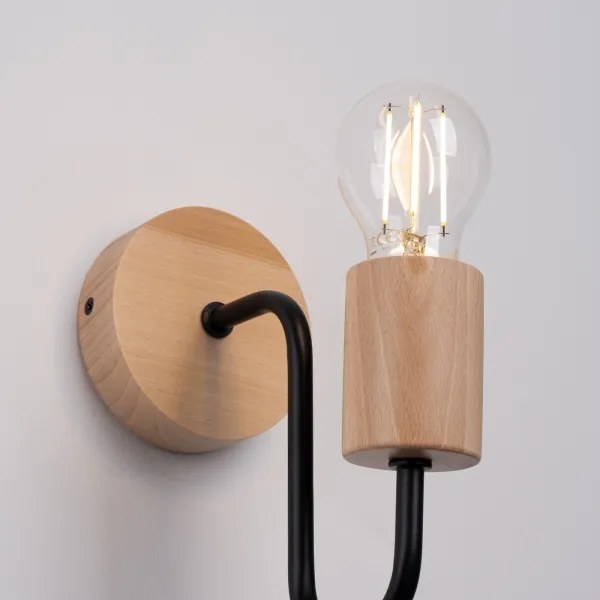 Sollux SL.1668 - Applique TIMBO 1xE27/15W/230V nero/beige/faggio