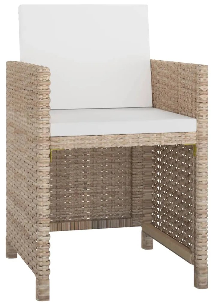 Set da Pranzo da Giardino 9 pz con Cuscini in Polyrattan Beige