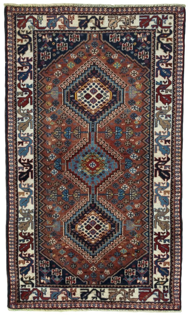 Yalameh Tappeto 80x140 Rosso (Iran) Annodato A Mano