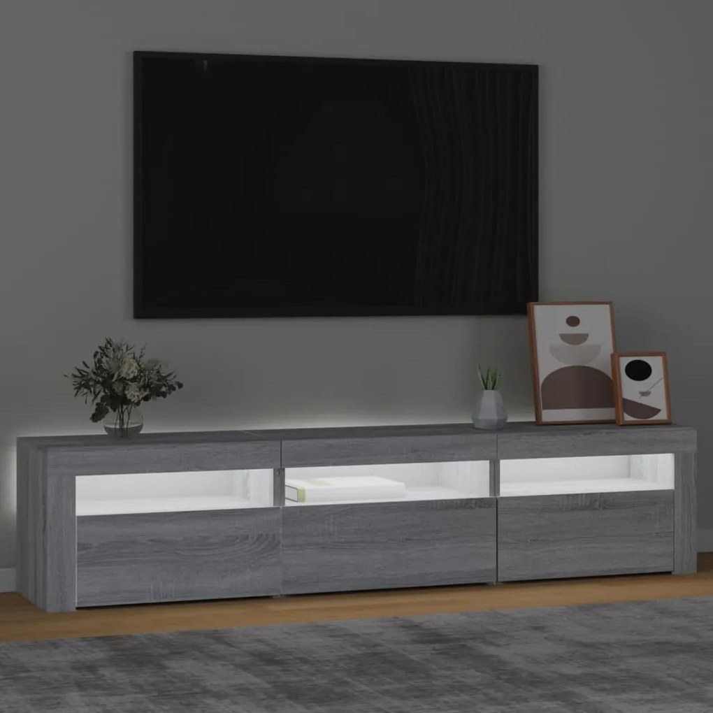 Mobile porta tv con luci led grigio sonoma 180x35x40 cm