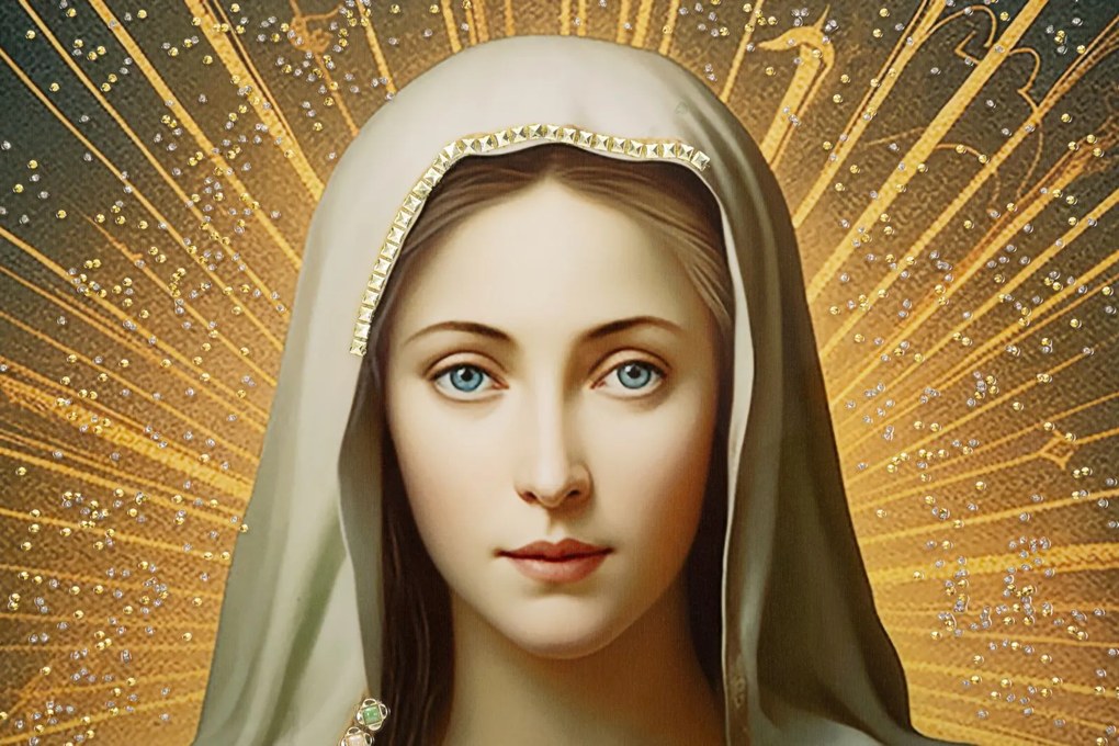 Dipinto Su Tela Laccato Madonna -B- Con Cornice 72X4X102