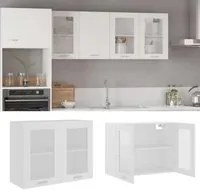 Mobile Pensile con Vetro Bianco 80x31x60 cm Legno Multistratocod mxl 120852