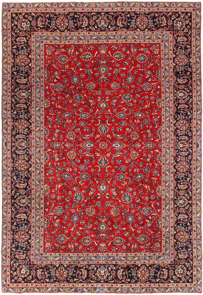 Kashan Tappeto 230x340 Rosso (Iran) Annodato A Mano