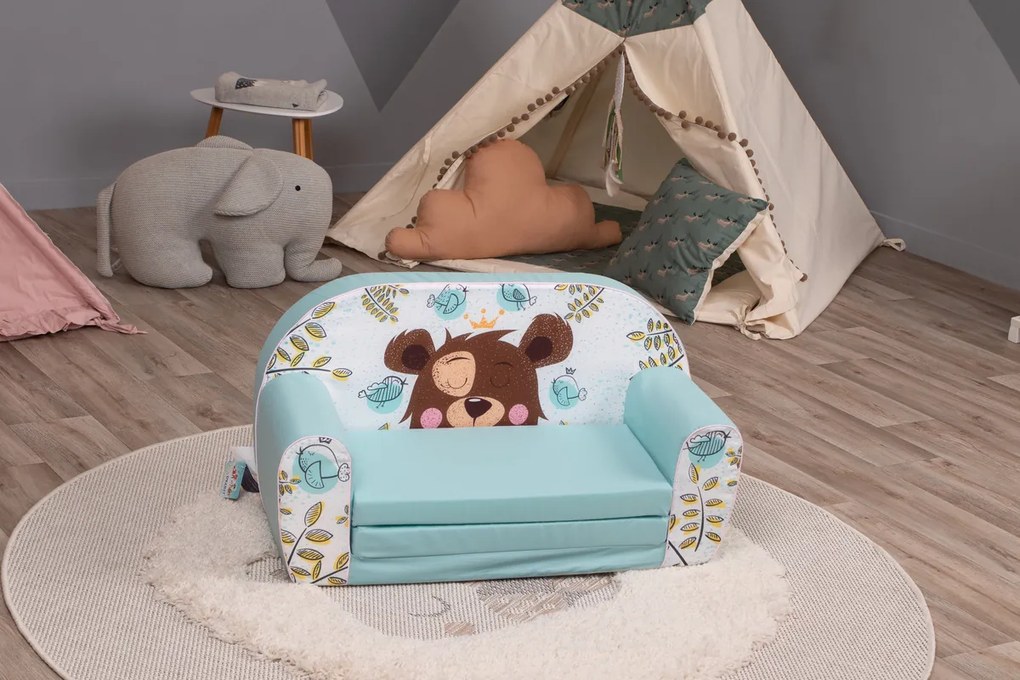 Divano per bambini Orso addormentato - turchese