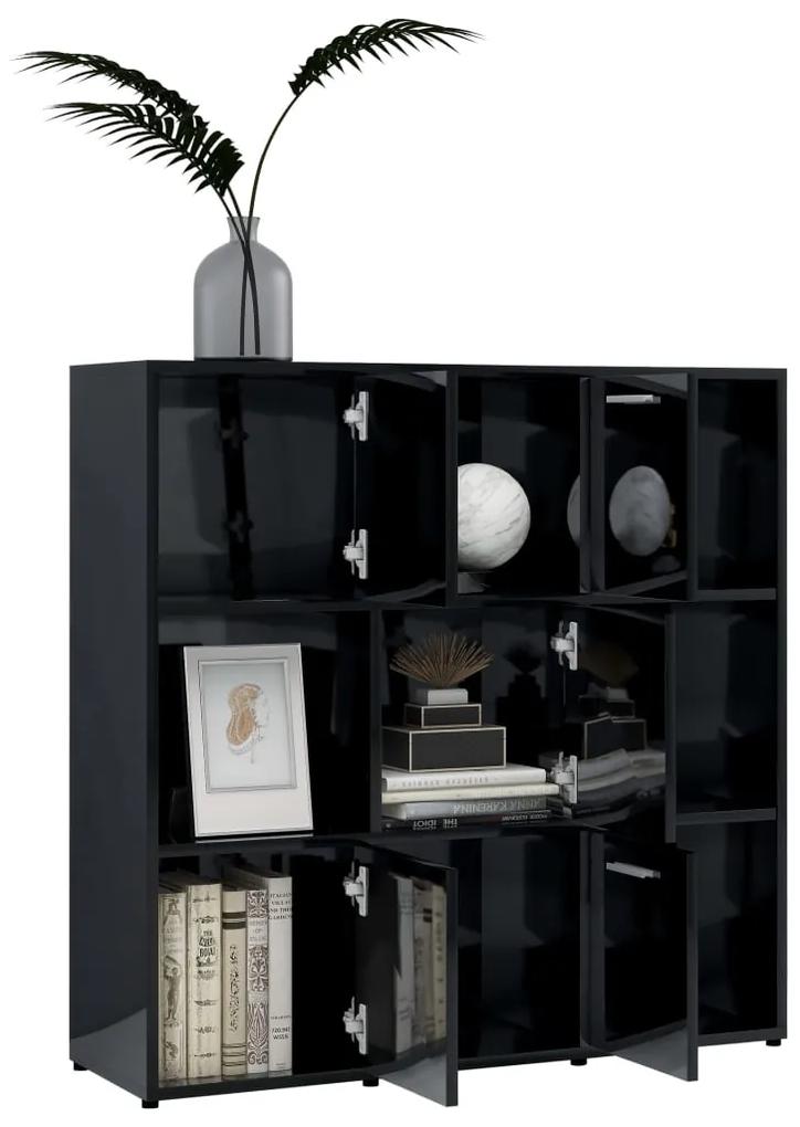 Libreria nero lucido 90x30x90 cm in legno multistrato