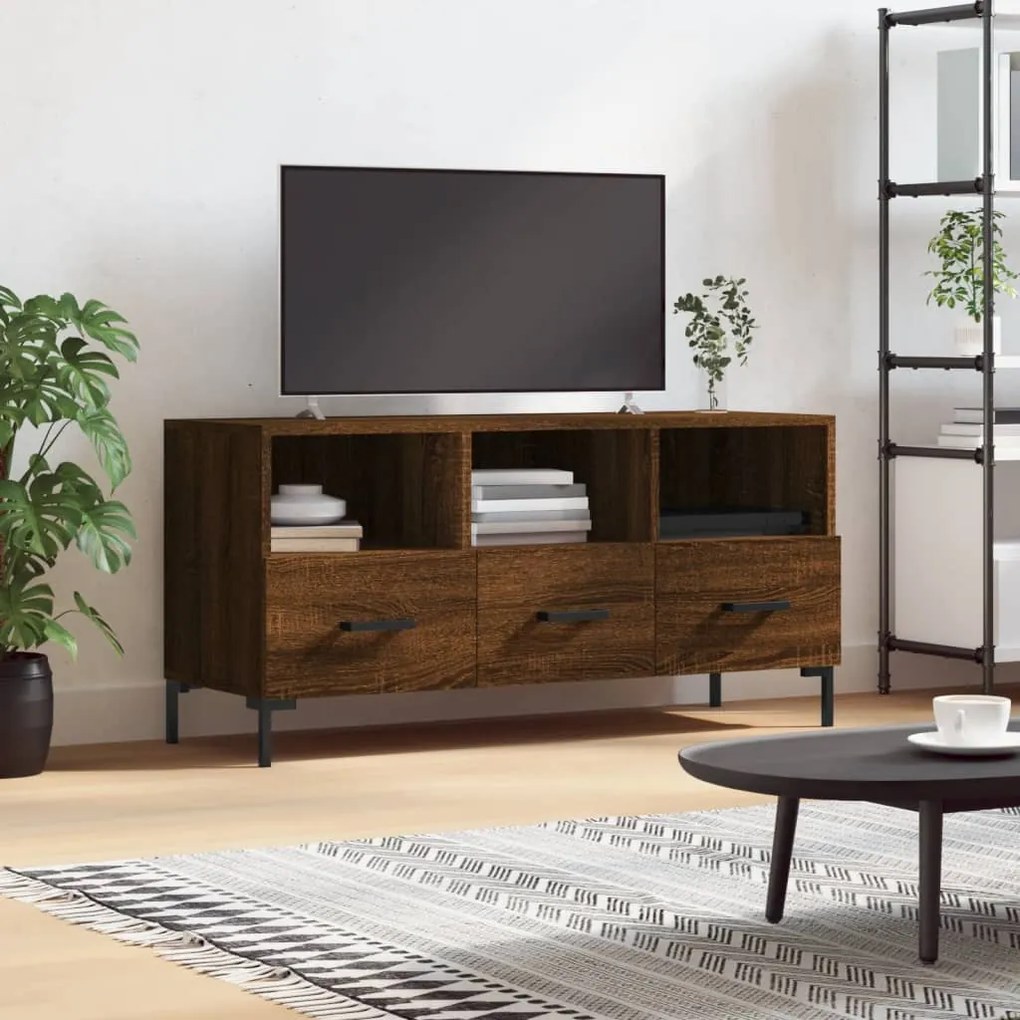 Mobile Tv Rovere Marrone 102x36x50 Cm İn Legno Multistrato /