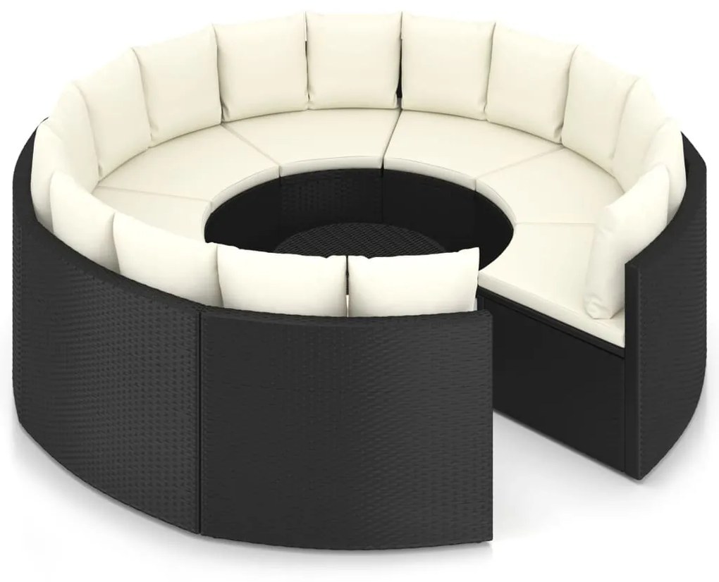 Set Divani da Giardino 9 pz con Cuscini in Polyrattan Nero