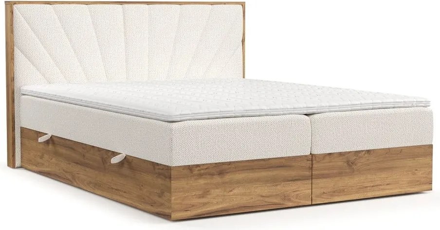 Letto boxspring con contenitore in crema-naturale 180x200 cm Asahi - Maison de Rêve