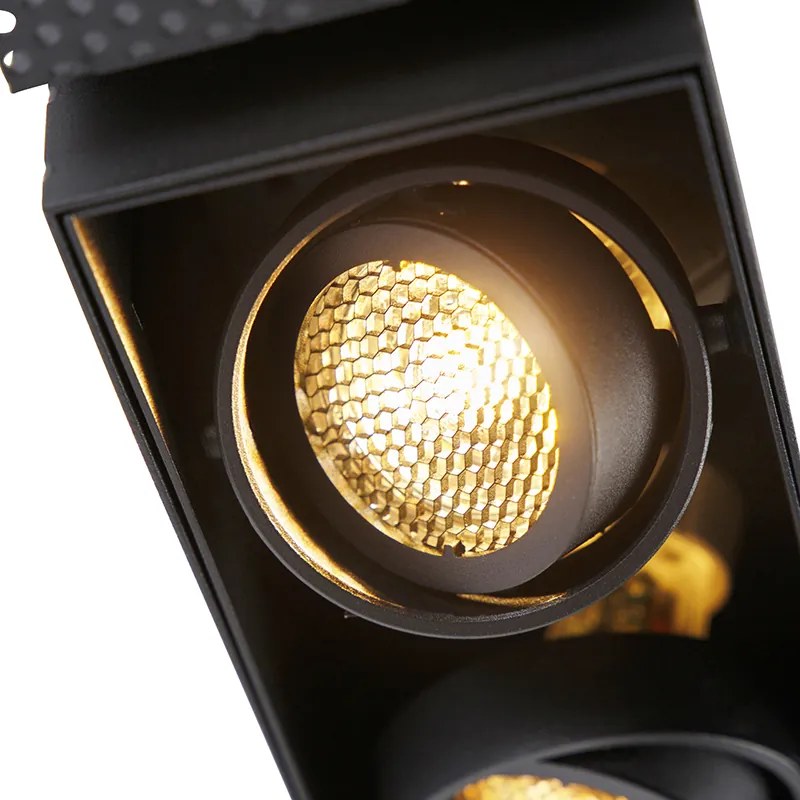 Set di 6 faretti da incasso neri regolabili senza cornice 2 luci - Oneon Honey