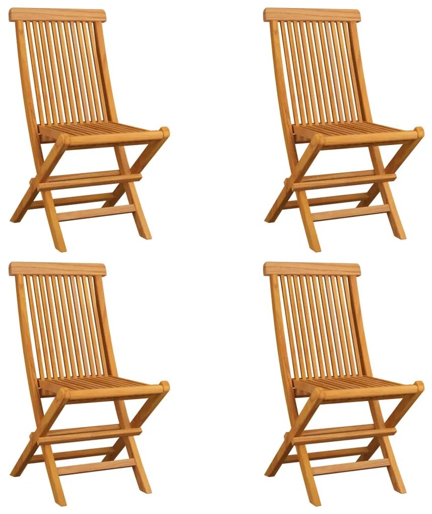 Sedie da giardino con cuscini blu 4 pz massello di teak