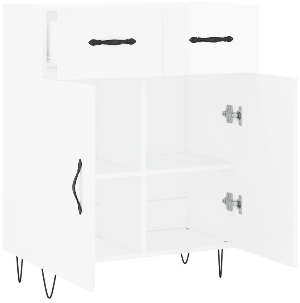 Credenza 69,5x34x90 cm in Legno Multistrato Bianco Lucido