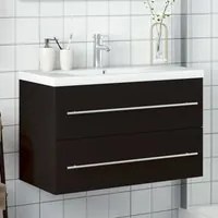 Mobile da Bagno con Lavabo Integrato Nero 3278777