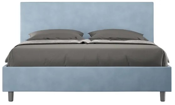 Letto contenitore da 160x200 in microfibra azzurro Adele