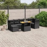 Set Divani da Giardino con Cuscini 8 pz Nero in Polyrattancod mxl 112708