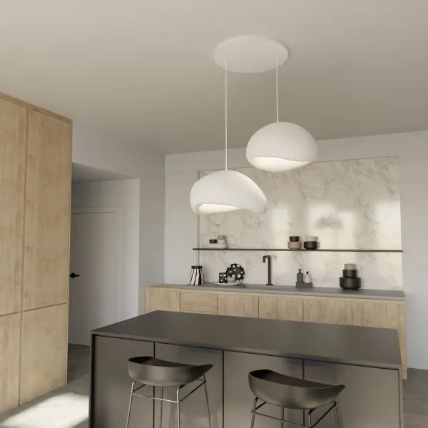 Brilagi - Lampada a sospensione con cavo WABI SABI, 2xE27/40W/230V, Ø 60 cm, bianco