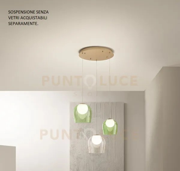 Sospensione santos 3 luci oro led 3000k 1590lm 26,5w d.11-14cm senz...
