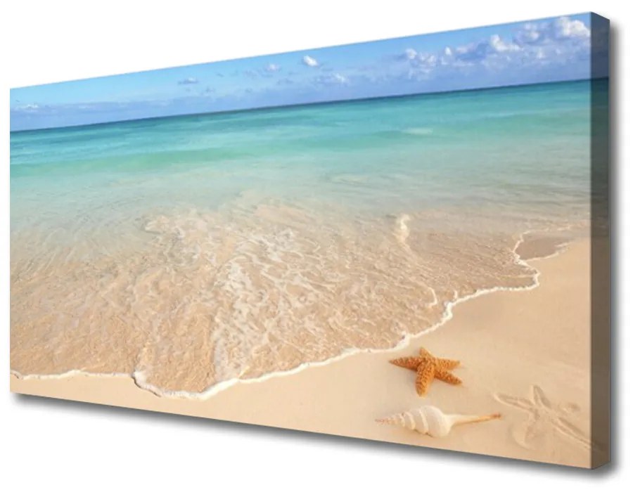 Quadro su tela Paesaggio della spiaggia delle stelle marine 100x50 cm