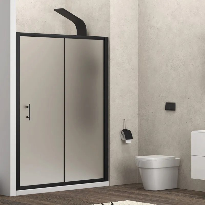 Porta doccia 140cm telaio nero e vetro opaco scorrevole | KFN5000NS - KAMALU