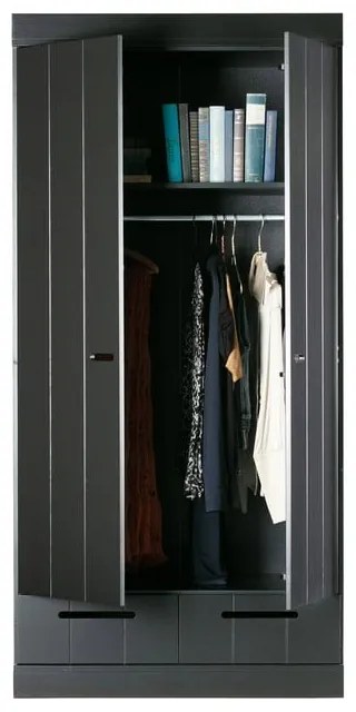 Armadio in pino nero 94x195 cm Connect - WOOOD