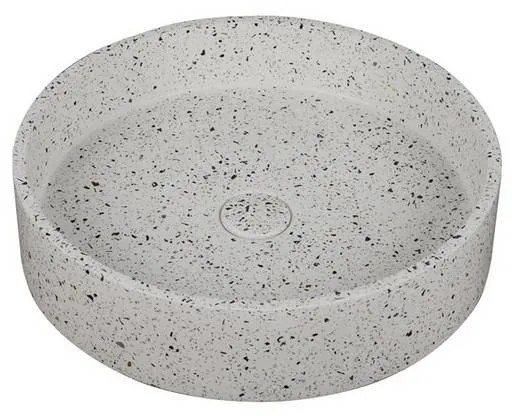 Kamalu - lavabo da appoggio rotondo con finitura terrazzo stracciatella | ktere-430str