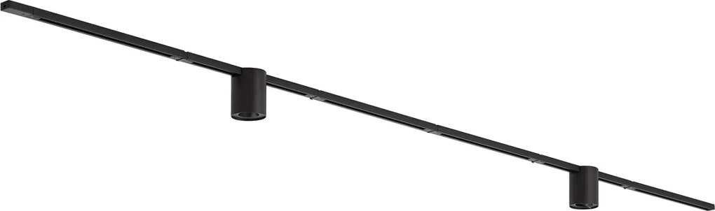 Sistema di illuminazione a binario moderno nero con 2 faretti monofase - Iconic Rondoo Up