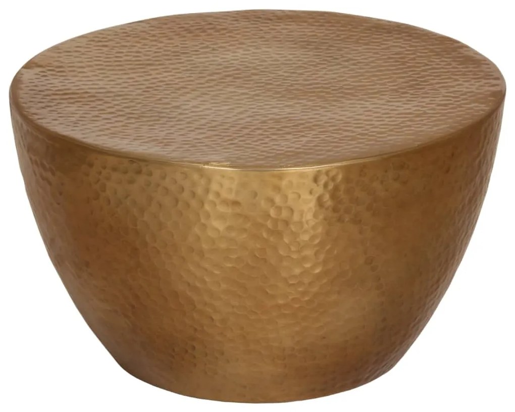 Tavolino Da Salotto İn Alluminio Martellato Ø 50x30 Cm Ottone /