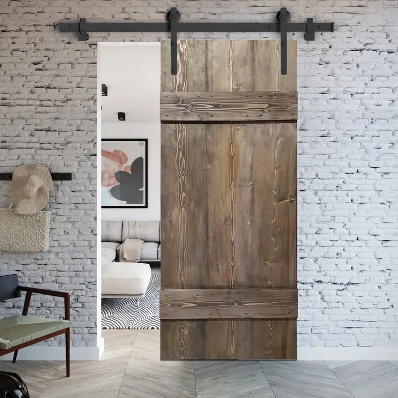 Porta scorrevole reversibile Barn Ebano in alluminio marrone, L 96 x H 215 cm, con binario Factory