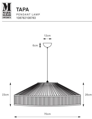 Markslöjd 108782 - Lampadario a sospensione con filo TAPA 1xE27/40W/230V nero/bambù