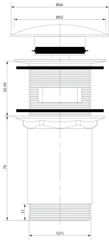 OMNIRES A706BM - Scarico del lavandino CLICK-CLACK diametro 6,6 cm bianco opaco