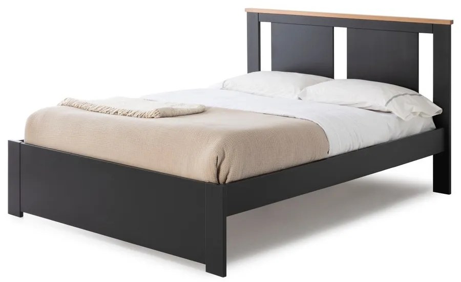 Letto matrimoniale grigio scuro con griglia 140x190 cm Enara - Marckeric