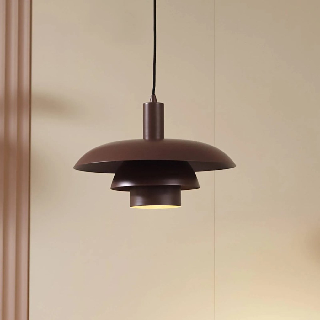 Lindby lampada a sospensione Elorri, marrone, metallo, Ø 38 cm