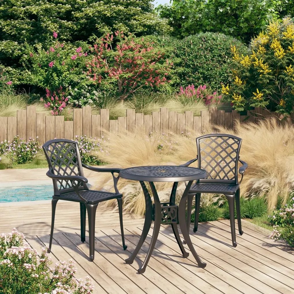 Set Da Bistrot 3 Pz İn Alluminio Pressofuso Nero /