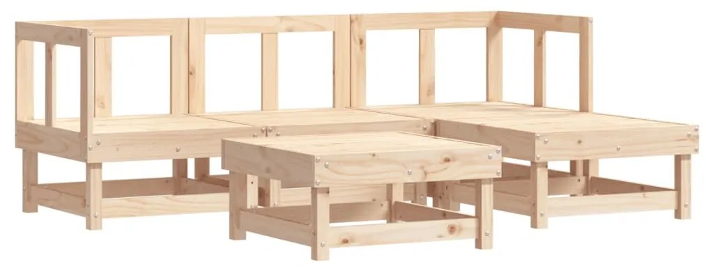 Set Divani da Giardino 5 pz con Cuscini in Legno Massello