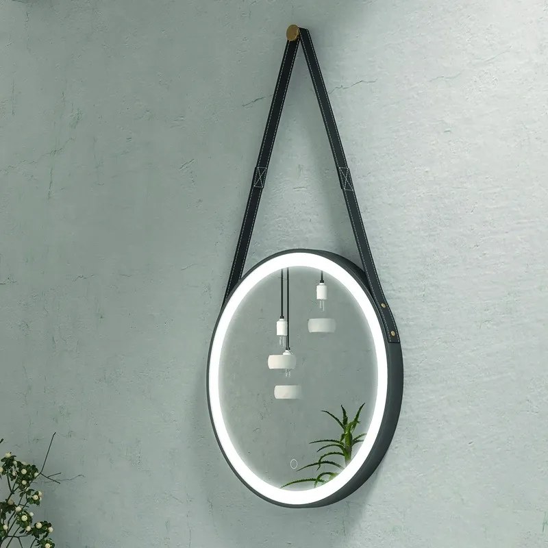 Specchio bagno led rotondo Ø50 cm con laccio colore nero KANA-50 - KAMALU