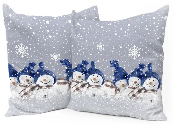 Federa cuscino Pupazzi di neve blu 40x40 cm Made in Italy