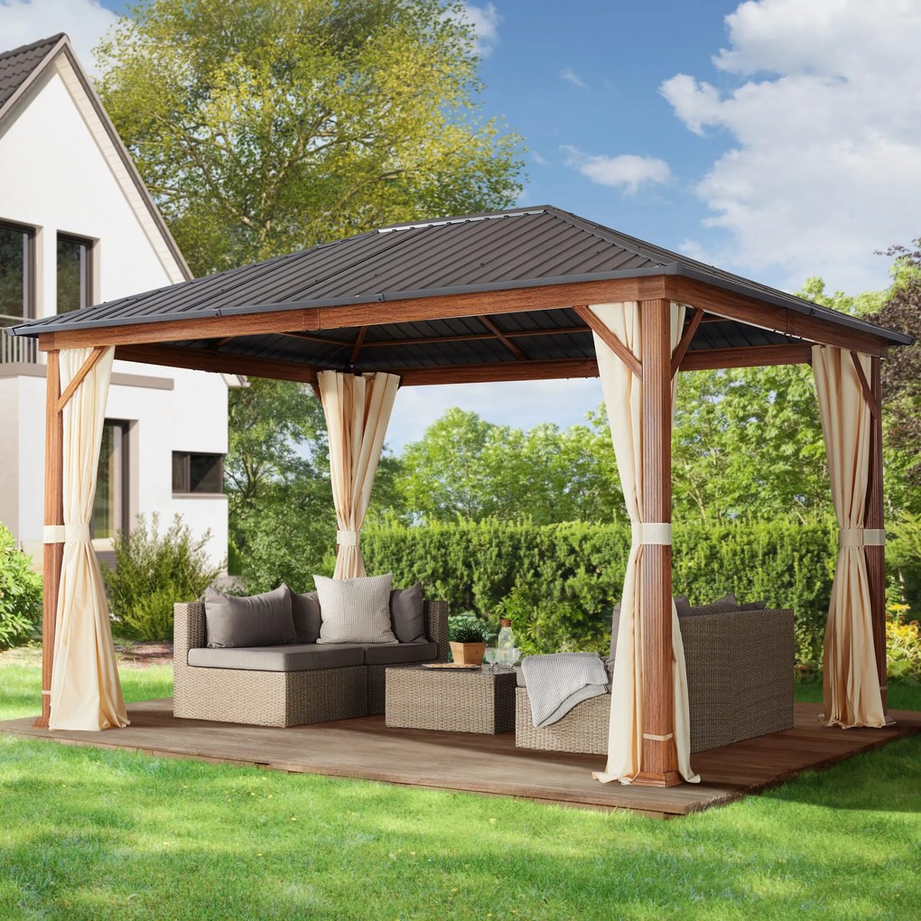 TOOLPORT Gazebo da giardino Forest Superior crema, 3x4 m look rovere - (300183)