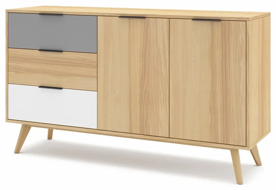 Cassettiera bassa in legno di pino in colore naturale 140x81 cm Elfa - Marckeric