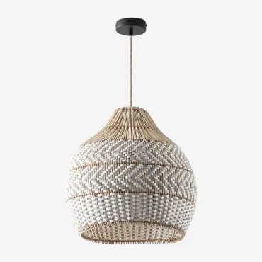 Lampadario In Rattan Intrecciato Llaury Natural - Nero & Ø40 Cm Llaury - Sklum