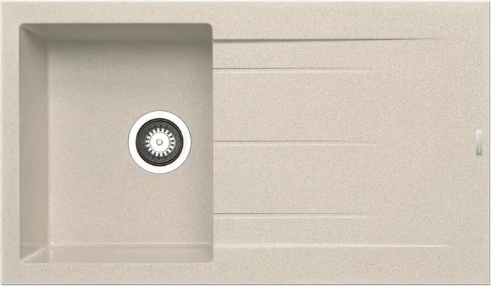 Lavello integrato 1 vasca in granito beige DELINIA Alazia L 50 x L 86 cm, sgocciolatoio a destra