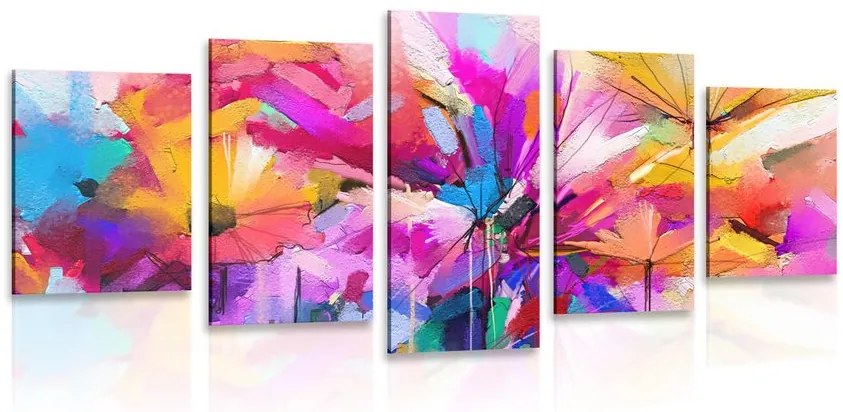 Quadri 5 pezzi – Fiori colorati astratti