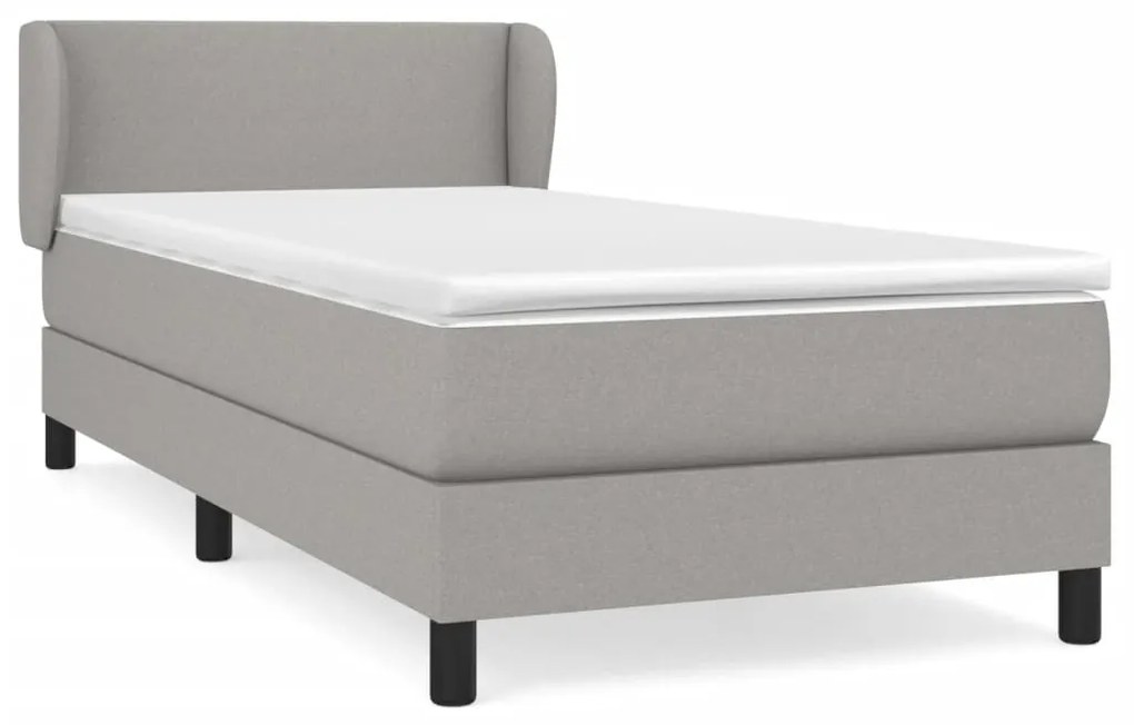 Giroletto a molle con materasso grigio chiaro100x200 cm tessuto