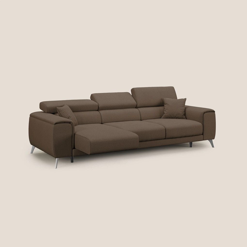Fusion divano con 3 sedute allungabili in tessuto smacchiabile T05 marrone