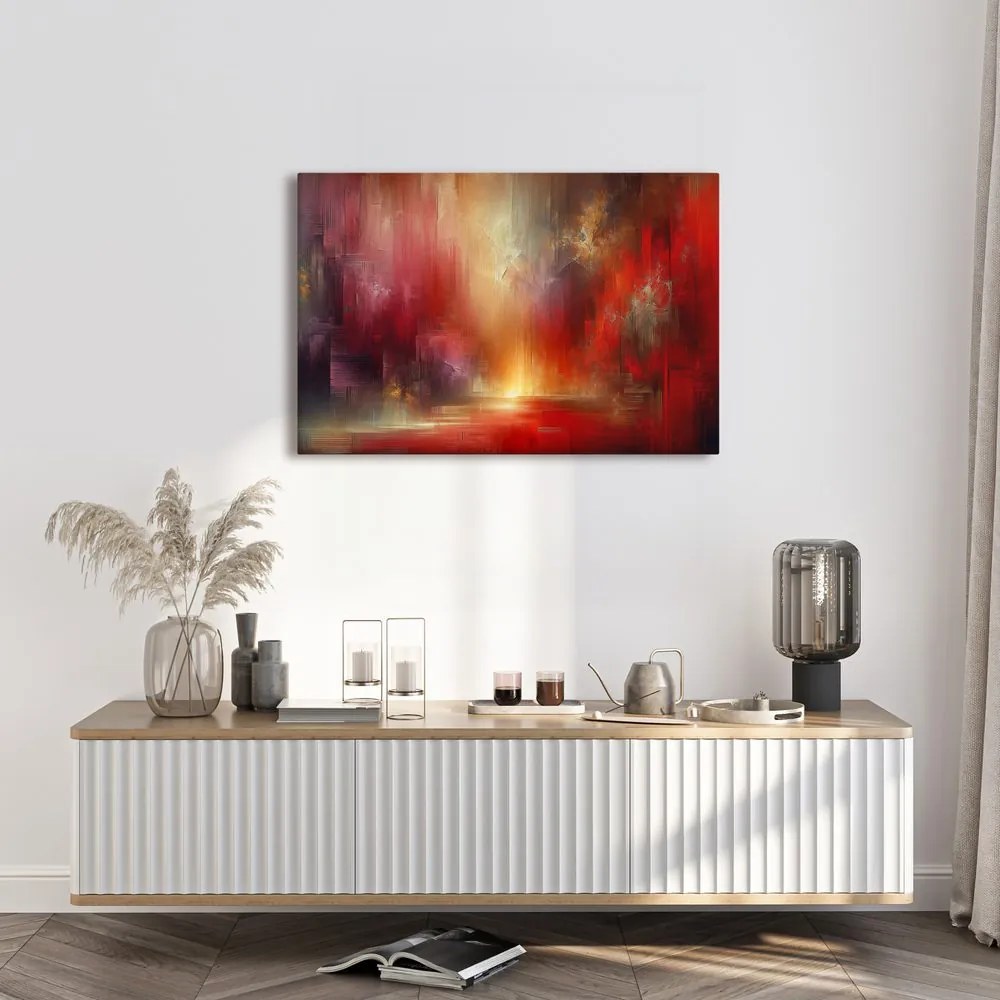 Quadro su tela – Luce rossa nella nebbia