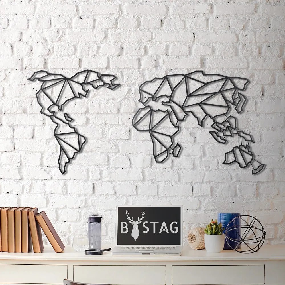 Decorazione murale in metallo Mappa, 60 x 130 cm - Bystag