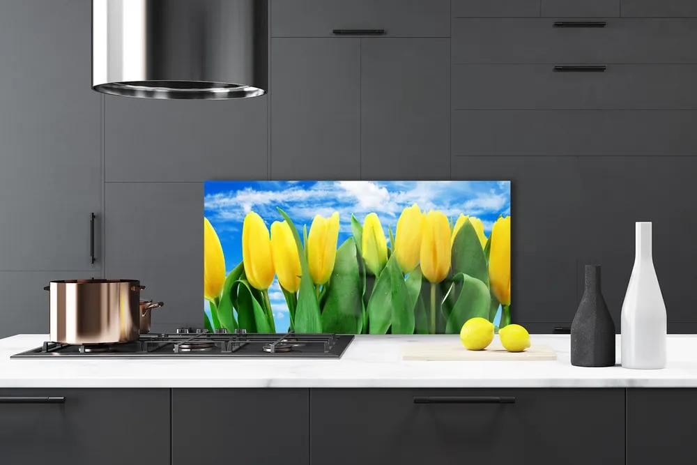 Pannello cucina paraschizzi Fiori di tulipani 100x50 cm