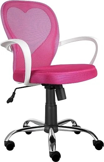 Sedia da ufficio Daisy in tessuto rosa/bianco – 60x47x98 cm